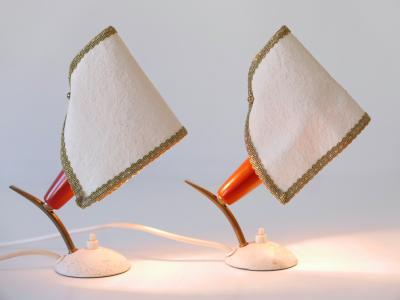 Set of Two Rare Lovely Mid Century Modern Bedside Table Lamps Germany 1950s