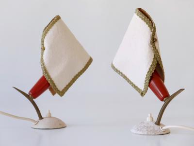 Set of Two Rare Lovely Mid Century Modern Bedside Table Lamps Germany 1950s