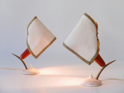 Set of Two Rare Lovely Mid Century Modern Bedside Table Lamps Germany 1950s