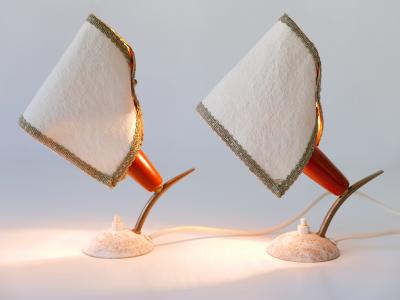 Set of Two Rare Lovely Mid Century Modern Bedside Table Lamps Germany 1950s