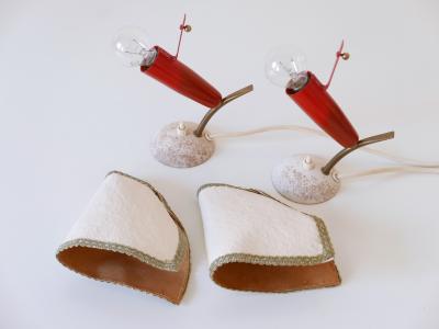 Set of Two Rare Lovely Mid Century Modern Bedside Table Lamps Germany 1950s