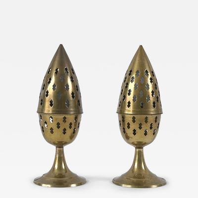 Set of Two Rare Lovely Perforated Brass Bedside Table Lamps Sweden 1960s