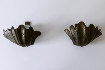 Set of Two Rare Mid Century Modern Cast Bronze Sea Shell Sconces Germany 1960s