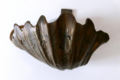 Set of Two Rare Mid Century Modern Cast Bronze Sea Shell Sconces Germany 1960s