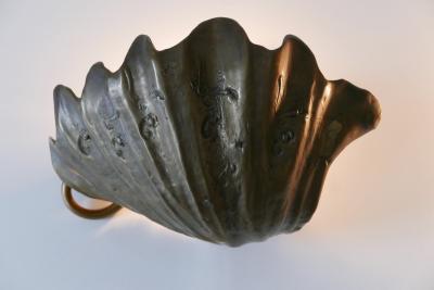 Set of Two Rare Mid Century Modern Cast Bronze Sea Shell Sconces Germany 1960s
