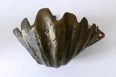 Set of Two Rare Mid Century Modern Cast Bronze Sea Shell Sconces Germany 1960s