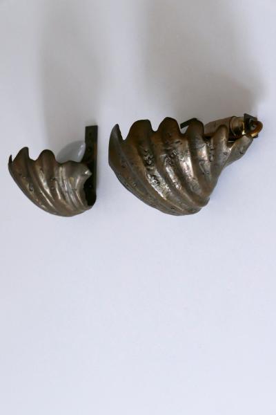 Set of Two Rare Mid Century Modern Cast Bronze Sea Shell Sconces Germany 1960s