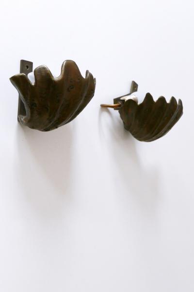 Set of Two Rare Mid Century Modern Cast Bronze Sea Shell Sconces Germany 1960s