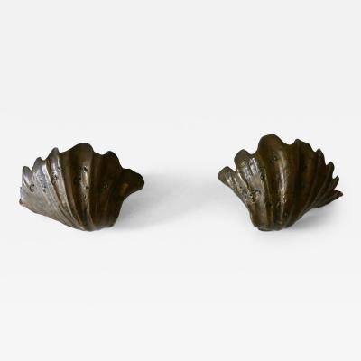Set of Two Rare Mid Century Modern Cast Bronze Sea Shell Sconces Germany 1960s