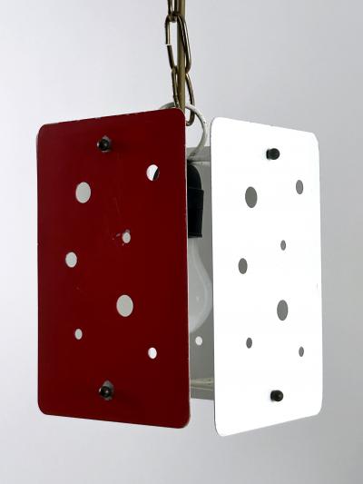 Set of Two Rectangular Mid Century Modern Polychrome Pendant Lamps Germany 1960s