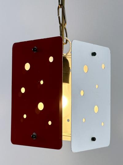 Set of Two Rectangular Mid Century Modern Polychrome Pendant Lamps Germany 1960s