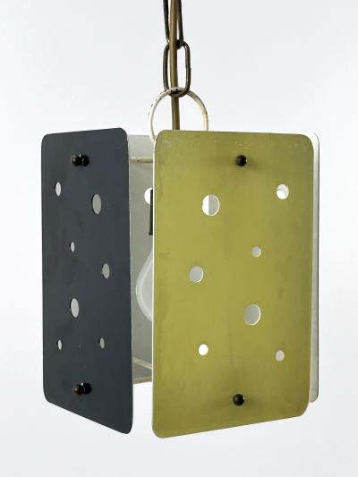 Set of Two Rectangular Mid Century Modern Polychrome Pendant Lamps Germany 1960s