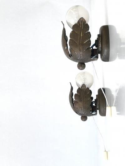 Set of Two Small Lovely Mid Century Brass Sconces Flower Buds Germany 1950s