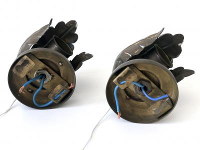 Set of Two Small Lovely Mid Century Brass Sconces Flower Buds Germany 1950s