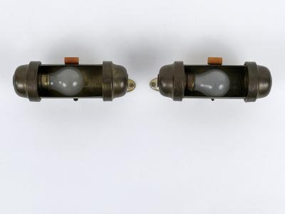 Set of Two Streamline Bauhaus Design Sub Marine Cabinet Sconces Germany 1930s