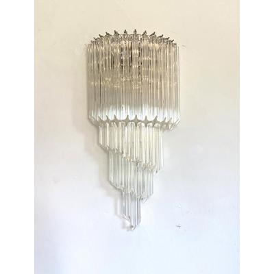 Set of Two Venetian Fum Quadriedro Murano Glass Wall Sconces