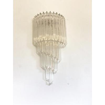 Set of Two Venetian Fum Quadriedro Murano Glass Wall Sconces