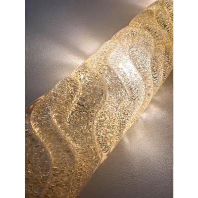 Set of Two Venetian Gold Graniglia Murano Glass Wall Sconce