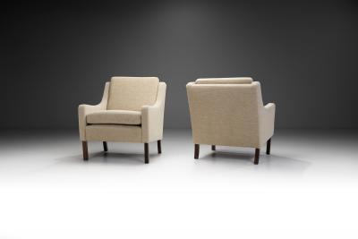 Set of Upholstered Solid Wood Mid Century Armchairs Europe 1960s
