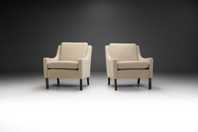 Set of Upholstered Solid Wood Mid Century Armchairs Europe 1960s