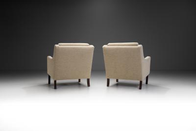 Set of Upholstered Solid Wood Mid Century Armchairs Europe 1960s