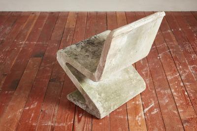 Set of Zig Zag Concrete Chairs and Table