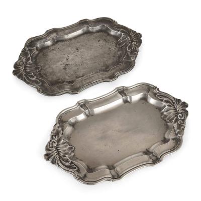 Set of antique German pewter plates