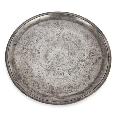 Set of antique German pewter plates