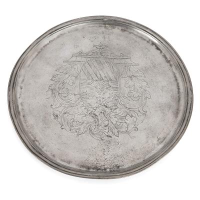 Set of antique German pewter plates