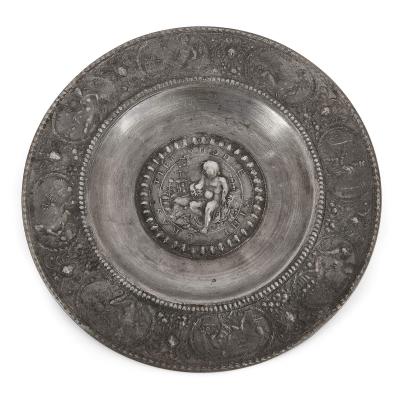 Set of antique German pewter plates