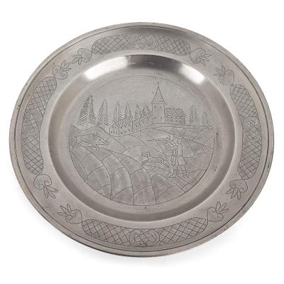 Set of antique German pewter plates