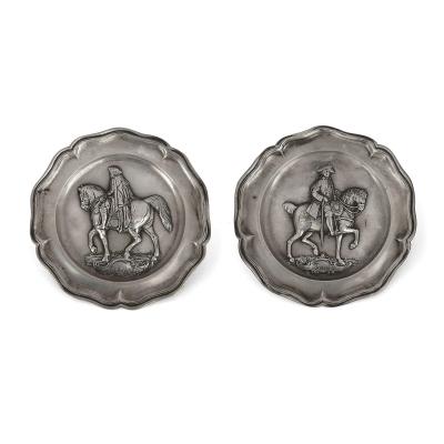 Set of antique German pewter plates