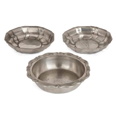 Set of antique German pewter plates