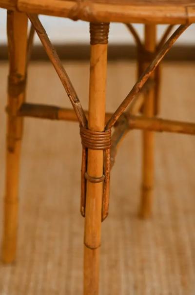 Set of bamboo cane cart and circular side table 1960s