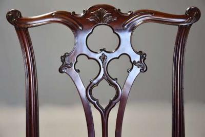 Set of eight late 19thc Chippendale style mahogany dining chairs