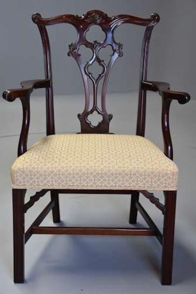 Set of eight late 19thc Chippendale style mahogany dining chairs