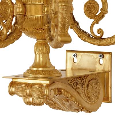 Set of four Empire style ten branch gilt bronze sconces