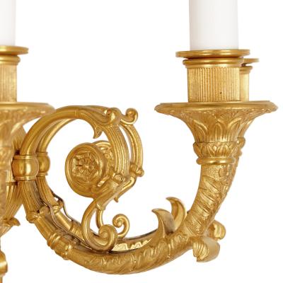 Set of four Empire style ten branch gilt bronze sconces