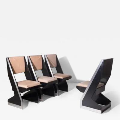 Set of four black Italian post modern space age chairs