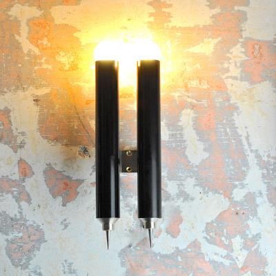 Set of four black lacquered brass wall sconces by Lumi re Bologna 1960s