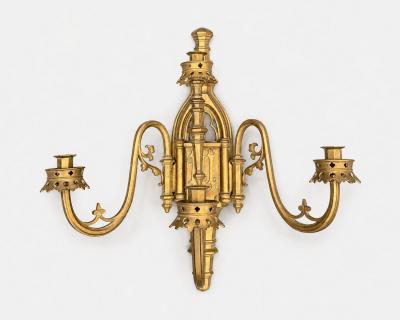 Set of four neo Gothic bronze wall sconces France circa 1860