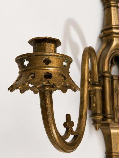 Set of four neo Gothic bronze wall sconces France circa 1860
