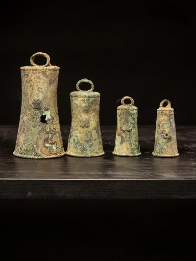 Set of four very old Ceremonial Bells Ibo Igbo People Nigeria