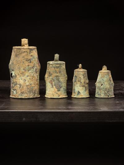 Set of four very old Ceremonial Bells Ibo Igbo People Nigeria