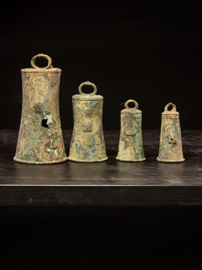 Set of four very old Ceremonial Bells Ibo Igbo People Nigeria