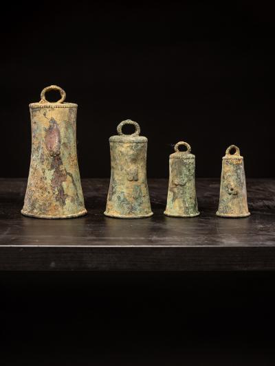 Set of four very old Ceremonial Bells Ibo Igbo People Nigeria