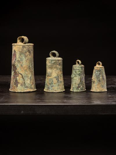Set of four very old Ceremonial Bells Ibo Igbo People Nigeria