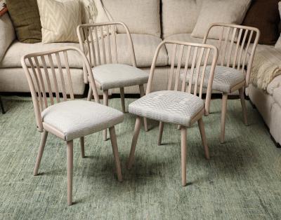 Set of four whitewashed Thonet chairs