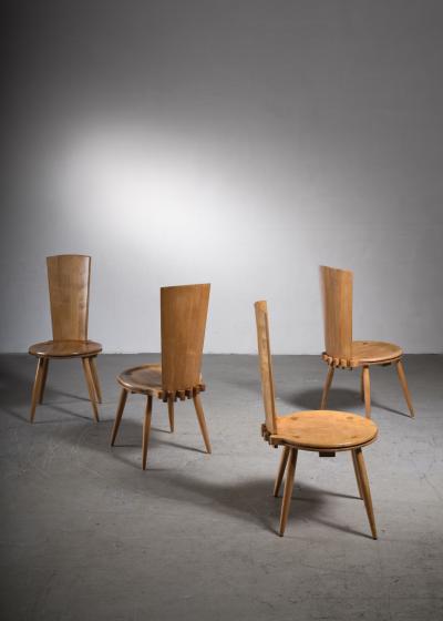 Set of four wooden side or dining chairs Germany