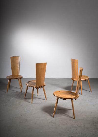 Set of four wooden side or dining chairs Germany